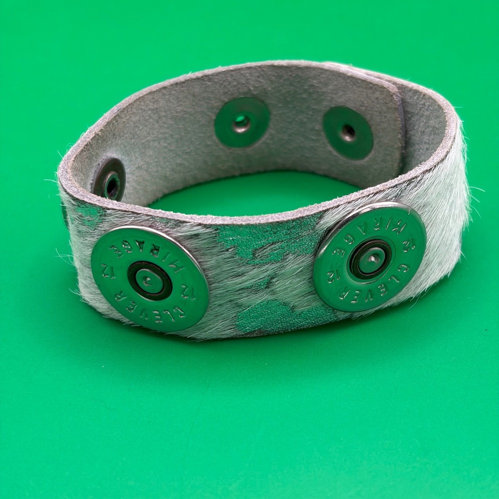 Clever Mirage 12-Gauge Shotgun Shell Bracelet Hair-on-Hide Leather Western Rodeo